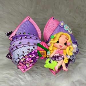Hand Crafted Pink and Purple Rapunzel Hair Bow